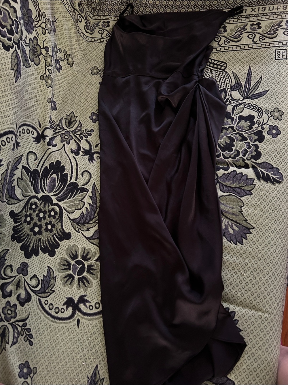 SHEIN pleated high slit spaghetti strap Evening Dress in Black